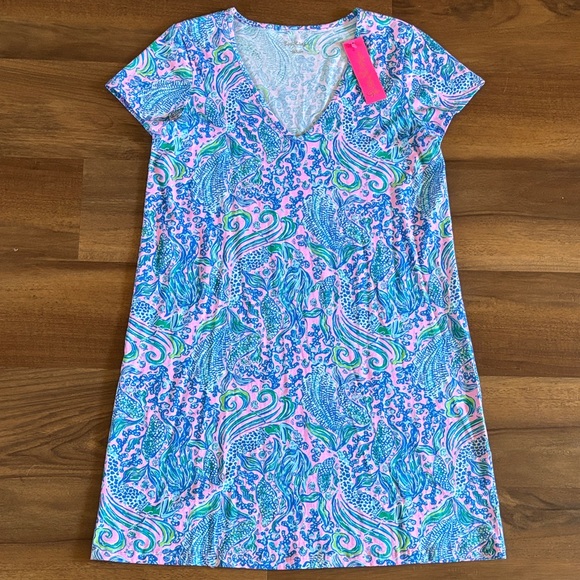 Lilly Pulitzer Dresses & Skirts - Lilly Pulitzer Etta Short Sleeve Dress ~ Lilac Rose We Mermaid It ~ Size Large